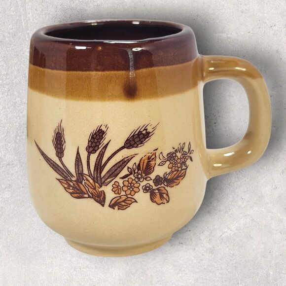 Vintage Brown Drip Stoneware Mugs Set of 5 Taiwan Coffee Cups Rustic Retro MCM - Picture 4 of 8